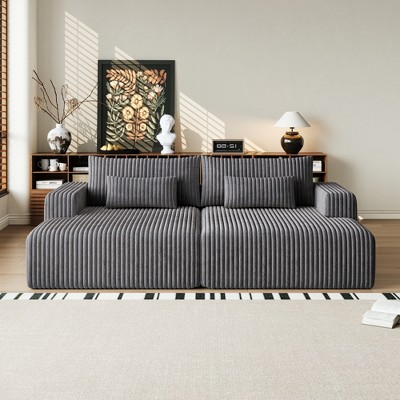 NicBex Couches for Living Room 102" Oversized Sectional Lounge Chaise Flexible Combinations Cloud Plush Loveseat with Reclining Sofa Bed, Grey