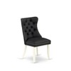 East West Furniture DAP2F12 Dallas Parson Dining Chairs - Button Tufted Nailhead Trim Dark Gray faux Leather Upholstered Chairs, Set of 2, linen white - 4 of 4