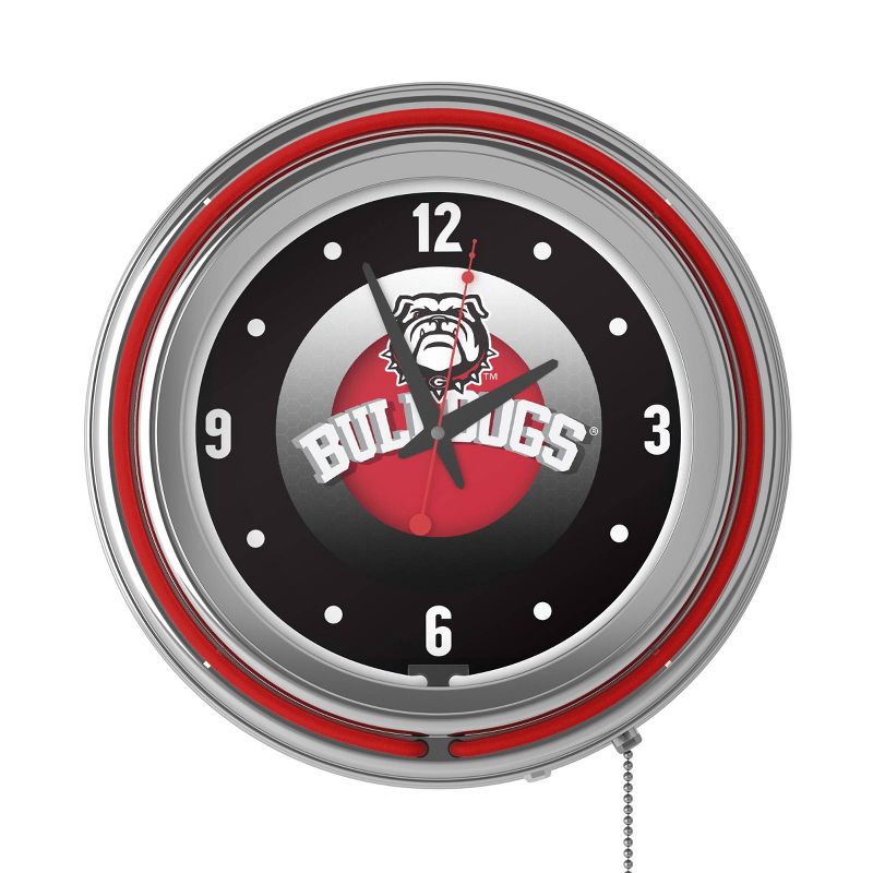 NCAA Georgia Bulldogs Chrome Double Rung Neon Clock - Honeycomb, 3 of 6