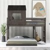 PAGED Wooden Twin Over Full Loft and Bunk Bed, Loft Bed with Playhouse, Farmhouse, Ladder and Guardrails, White - 2 of 4