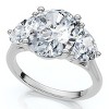 Pompeii3 Certified 3Ct Oval Trilogy Diamond Engagement Ring 14k Gold or Pt Lab Created - 3 of 4