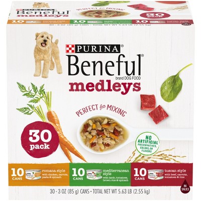 Purina Beneful Medleys Romana, Mediterranean & Tuscan Style with Chicken, Lamb and Beef Flavors Wet Dog Food - 3oz/30ct Variety Pack