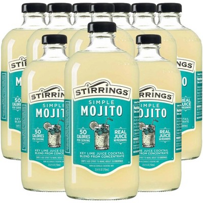 Stirrings Simple Mojito Cocktail Mix 750ml Bottles - Real Juice No Preservatives - 50 Calories - Drink Mixer