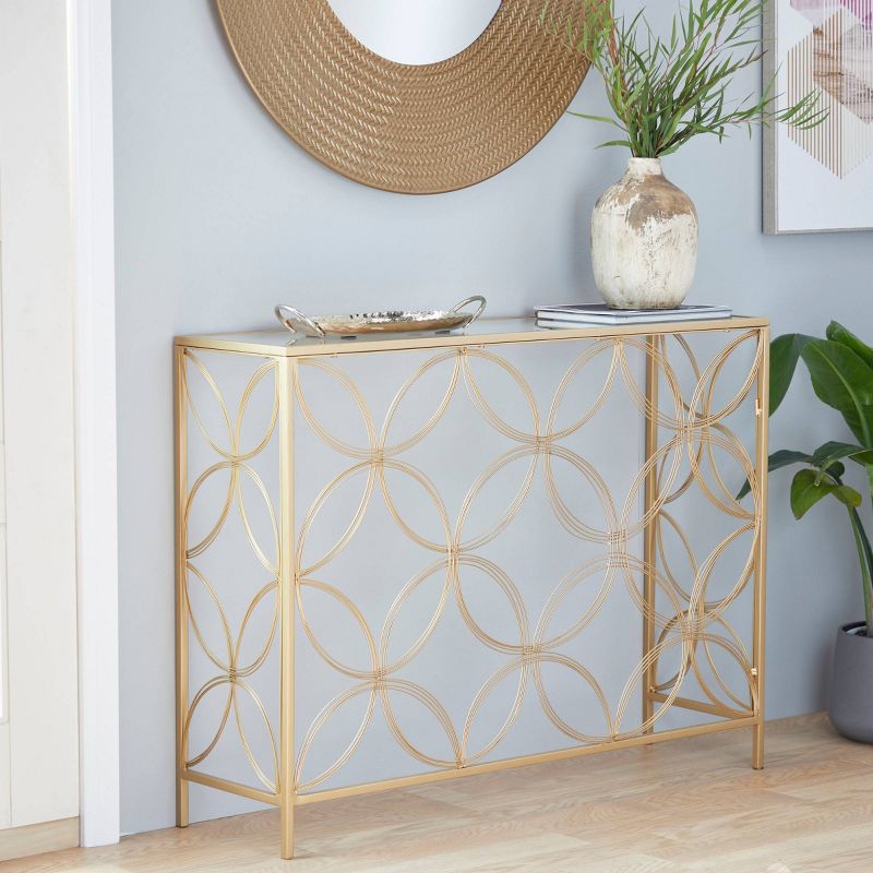 Contemporary Metal Console Table Gold - Olivia &#38; May, 3 of 18