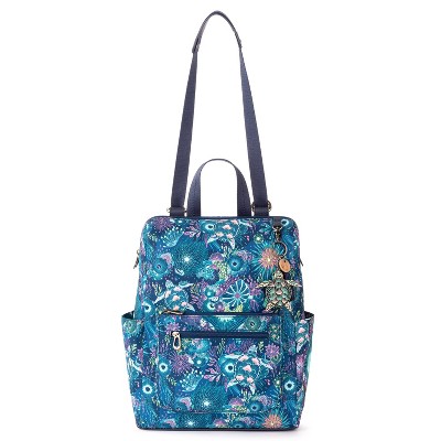 Sakroots Women's Loyola Convertible Backpack in Eco-Twill Lt. Grey Peace Print
