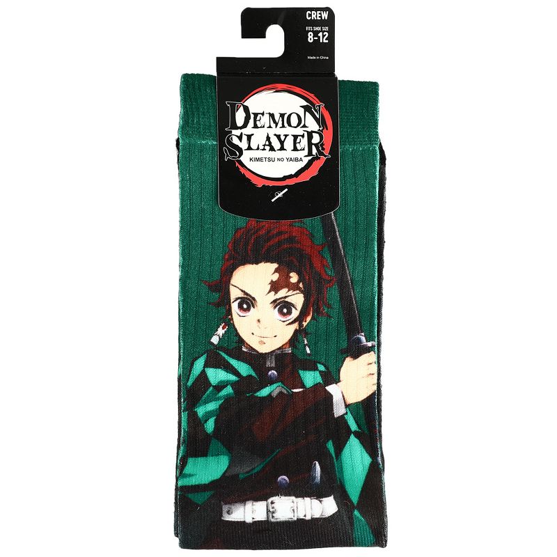 Demon Slayer Green Sublimated crew Socks for Men, 3 of 4