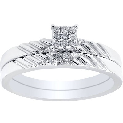 Pompeii3 Diamond Engagement Matching Wedding Ring Set 14K White Gold