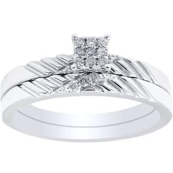 Pompeii3 Diamond Engagement Matching Wedding Ring Set 14K White Gold