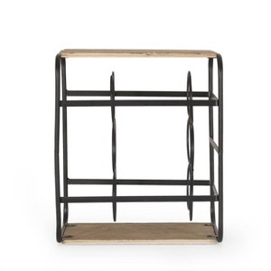 Rauser Modern Industrial 6 Bottle Tabletop Wine Rack Natural/Black - Christopher Knight Home - 1 of 4