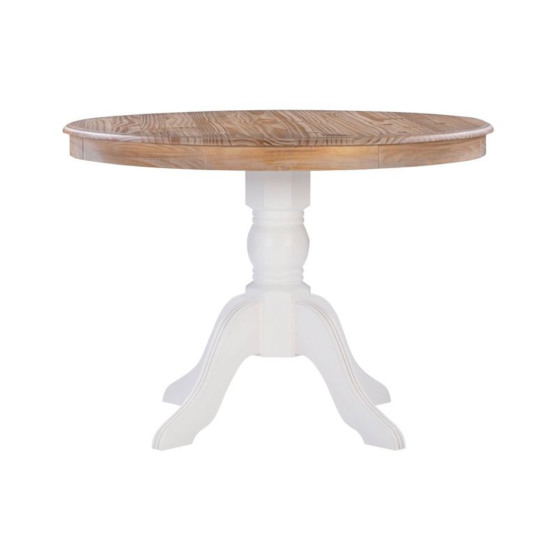Tobin Traditional Pedestal Dining Table White/Natural - Linon, 4 of 13