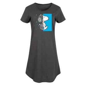 Women's - Peanuts - Snoopy Wire Frame Graphic T-shirt Dress - 1 of 4