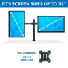 Mount-It! Dual Monitor Mount | Double Monitor Desk Stand | Two Full Motion Adjustable Arms Fit 2 Computer Screens 17 - 32 in. | C-Clamp & Grommet Base - 3 of 4
