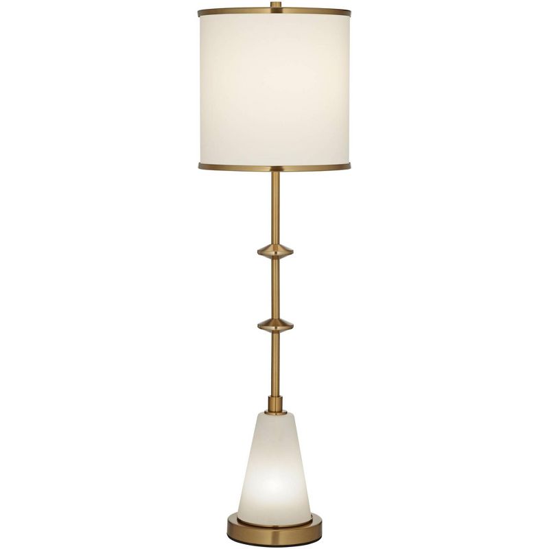 Possini Euro Design Dane Modern Buffet Table Lamp 36" Tall Gold Metal with LED Night Light White Drum Shade for Bedroom Living Room Bedside Nightstand, 1 of 11