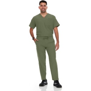 Hey Collection Mens Scrubs Set- V-Neck Scrub Top and Six Pocket Tapered Pant - 1 of 4