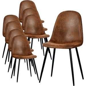 FurnitureR Dining Chairs Comfortable Upholstered Side Seating Armless for Home Kitchen Bedroom Living Room Guest Restaurant Cafe (Brown, Set of 8) - 1 of 4