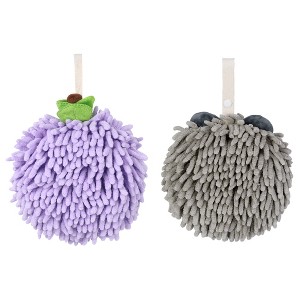 REGALWOVEN 2 Pcs Comfortable Soft Absorbent Chenille Fuzzy Hand Towels - 1 of 4