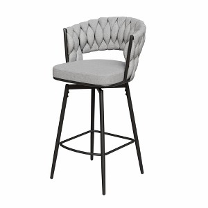 Lirago 360 degree Swivel Bar Chairs Set of 2-Black & Gray Metal Leg Stools with Soft Cushioned Backrest, Modern Kitchen & Dining Furniture - 1 of 4