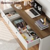 KTMBDW 47" Farmhouse Desk with Hutch,Wood Home Office Executive Desk with Drawer,Charging Station,Storage Cabinet,Rustic Writing Computer Desk,White - 4 of 4