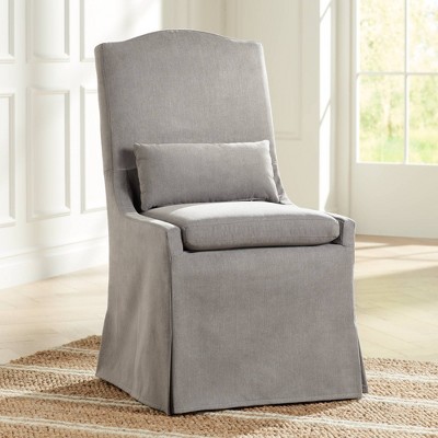 Slate Gray LiveSmart Fabric Slipcover Dining Chair with Caster Wheels