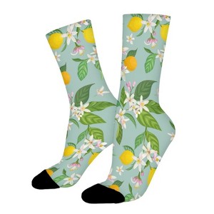 Lemon Tropic Fruits Leaves Women Printed Crew Socks Funny Funky Socks Soft Polyester Novelty Gifts for Artists Men - 1 of 1