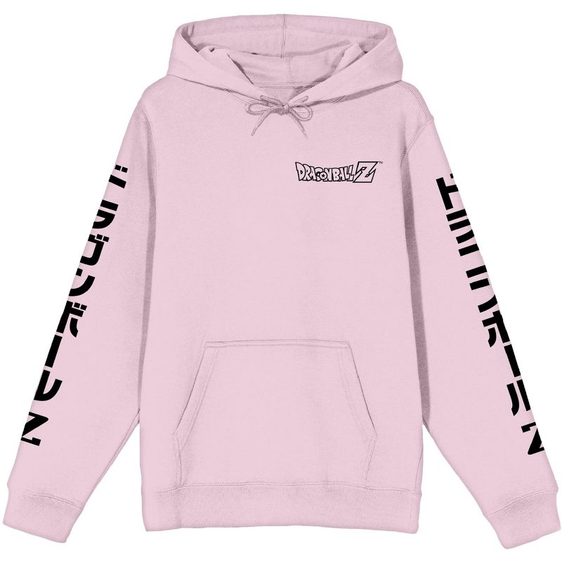 Dragon Ball Z Characters on Back with Kanji Sleeves Men's Pink Graphic Hoodie, 2 of 4