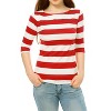 INSPIRE CHIC Women's Stripes Casual Basic Elbow Sleeves Boat Neck Slim Fit T-Shirts - 3 of 4