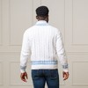 Hope & Henry Men's Organic V-Neck Cricket Sweater, White with Blue and Pink, Small - 3 of 4