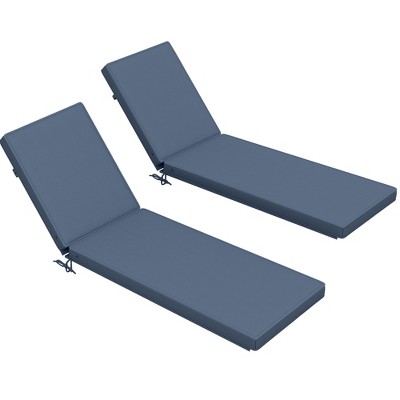Outsunny 2-Piece Patio Chair Cushions with Back, 72" x 21" x 3" Replacement Cushions with Ties for Outdoor Lounge Chair