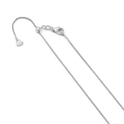 Black Bow Jewelry 1.1mm 14k White Gold Adjustable Solid Round Cable Chain Necklace