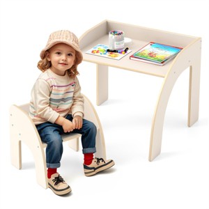 KTMBDW Kids Wood Table and Chair Set, Kids Play Table with 1Chairs, Pieces Kids Study Table for Toddlers, Girls, Boys - 1 of 4