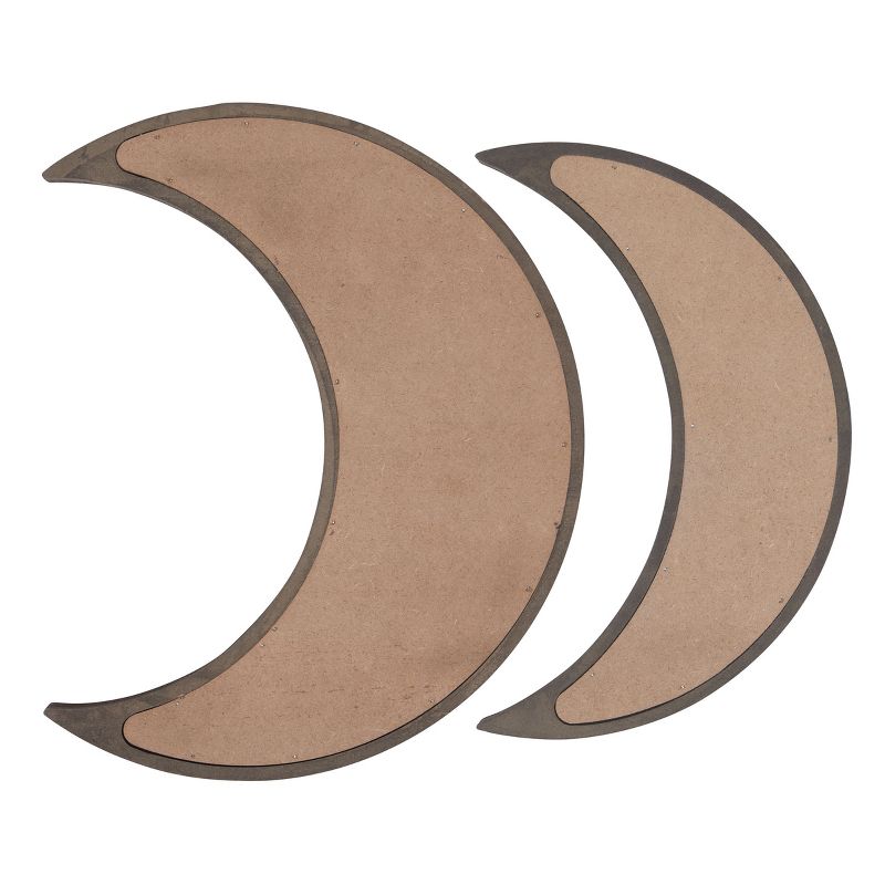 2 Piece Wooden Crescent Moon Tray for Crystals and Essential Oils, Rustic Style Home Decor for Nursery (Brown), 4 of 7