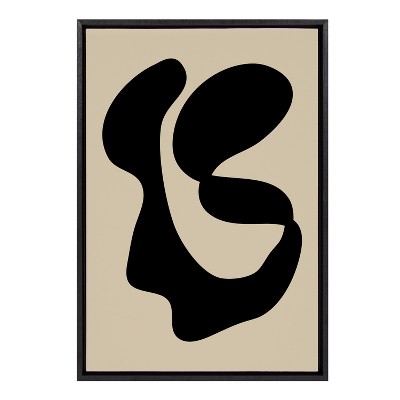 Abstract Black and Beige Canvas Wall Art, 23x33
