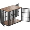 48'' Dog Crate Furniture with 3 Lockable Doors, Dog Kennel with Heavy Duty Metal Frame & Wooden Panels, Crate End Table for Medium to Large Breeds - 3 of 4