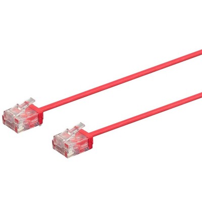 Monoprice Cat6 Ethernet Patch Cable - 5 Feet - Red | Stranded, 550MHz, UTP, Pure Bare Copper Wire, 32AWG  - Micro SlimRun Series