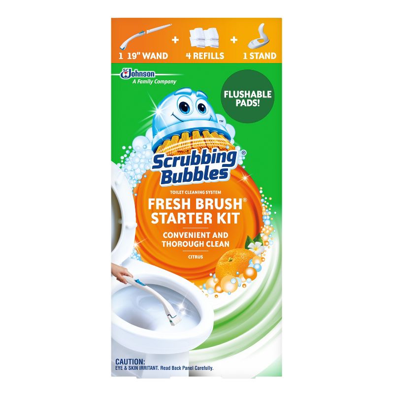 Scrubbing Bubbles Fresh Brush Toilet Cleaning System Starter Kit with 4 Refills, 1 of 6