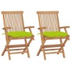 vidaXL Solid Teak Wood Patio Chairs with Bright Green Cushions - Weather-Resistant Outdoor Seating Solution with Foldable Design for Easy Storage - 2 of 4