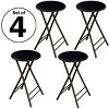 Set of 4 Counter Height Bar Stools – 24-Inch Backless Folding Chairs with 225lb Capacity for Kitchen, Rec Room, or Game Room by Trademark Home (Black) - 2 of 4