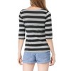 INSPIRE CHIC Women's Elbow Sleeves Boat Slim Fit Casual Stripe Animal Print Multi Floral Pattern T-Shirt - 3 of 4