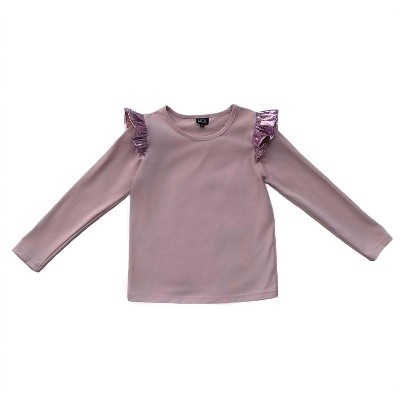Girl Kids Metallic Ruffle Top - little Olin