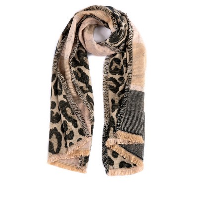 Shiraleah Leopard and Plaid Two Sided Langley Scarf