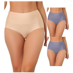 Allegra K Women's Tummy Control Unlined High Waist Breathable Hipster Underwear 3 Packs - 1 of 4