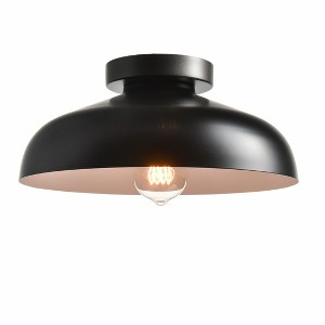 Claxy Industrial Ceiling Light with 12-Inch Metal Shade,Black - 1 of 4