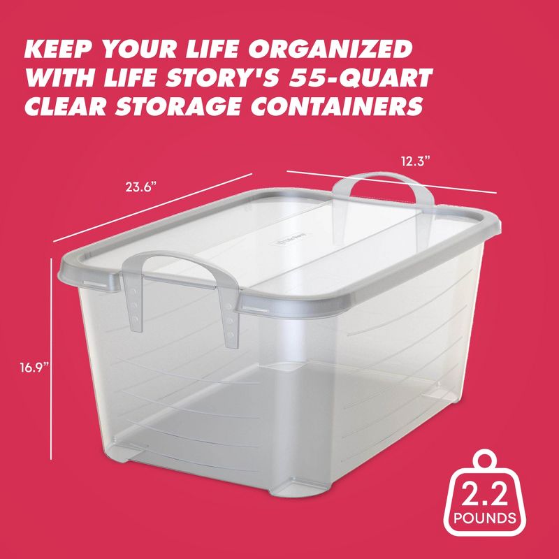 Life Story Multi-Purpose 55 Quart Stackable Storage Container with Secure Snapping Lids for Home Organization, 4 of 7