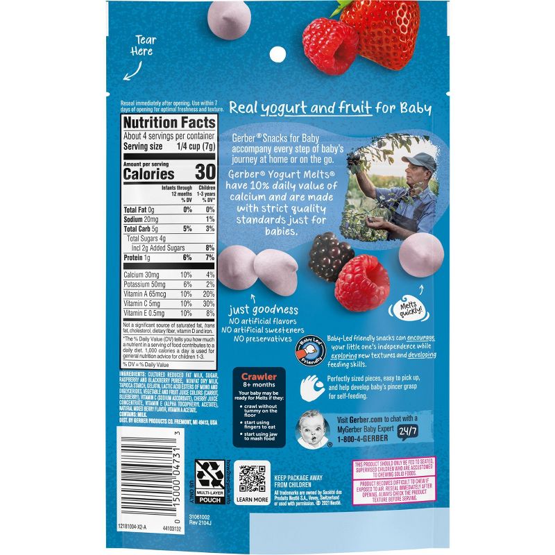 Gerber Yogurt Melts Mixed Berries Freeze-Dried Yogurt &#38; Fruit Snacks - 1oz, 5 of 9