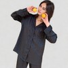 Anna-Kaci Lounge Women's Long Sleeve Button Up Pajama Set with Satin Leopard Texture and Relaxed Fit Pants - 4 of 4