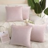 PiccoCasa Velvet Pom-Pom Solid Soft Square Cushion Throw Pillow Covers 4Pcs - 2 of 4