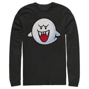 Men's Nintendo Mario Boo Ghost Smile Long Sleeve Shirt - 1 of 4