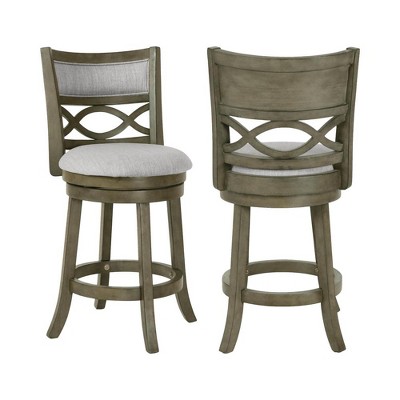 New Classic Furniture, New Classic Manchester Gray Wood Swivel Counter Stool w/ Fabric Seat (Set of 2), Gray