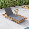 Okak Premium Acacia Patio Chaise Lounge with Wide Base&Water-Resistant Cushion,2"Thick Outdoor Long Chair Pool Chaise for Deck,Poolside - 2 of 4