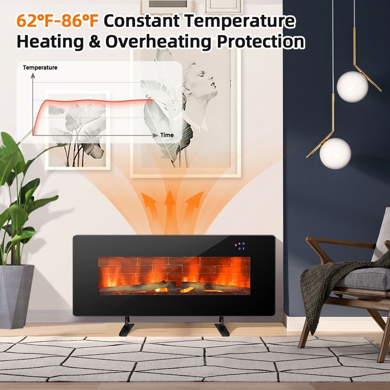 Costway 42'' Electric Fireplace Wall Mounted & Freestanding Heater Remote Control 1500W, 4 of 11